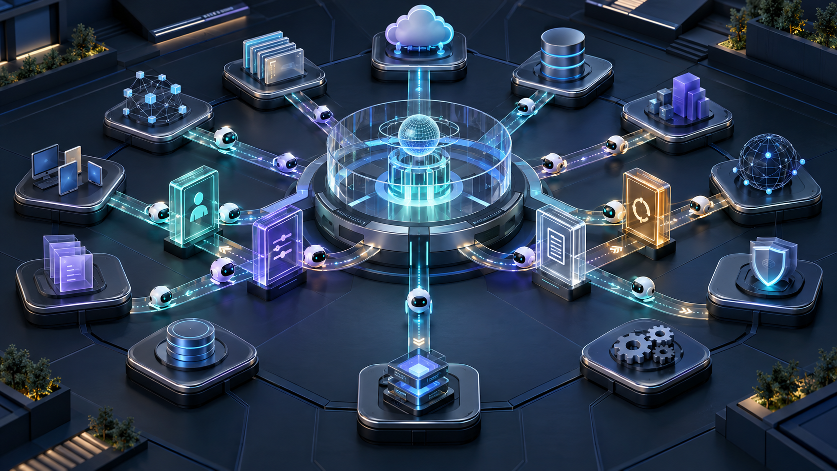 Arquitectura compartida que conecta agentes de IA con identidades, permisos limitados, trazabilidad y controles de respuesta