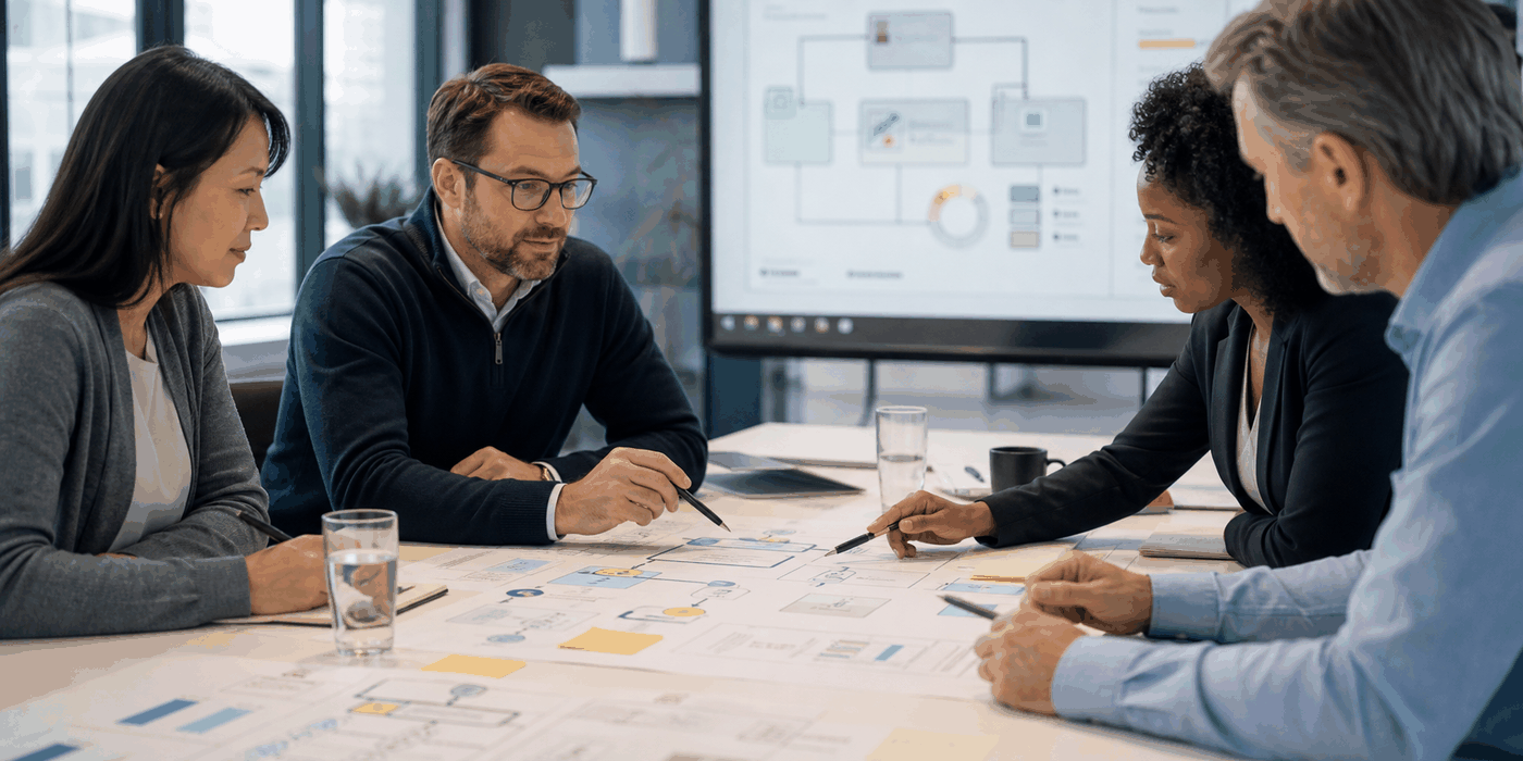 Flujo de trabajo con procesos, datos y revisión humana para proyectos de IA