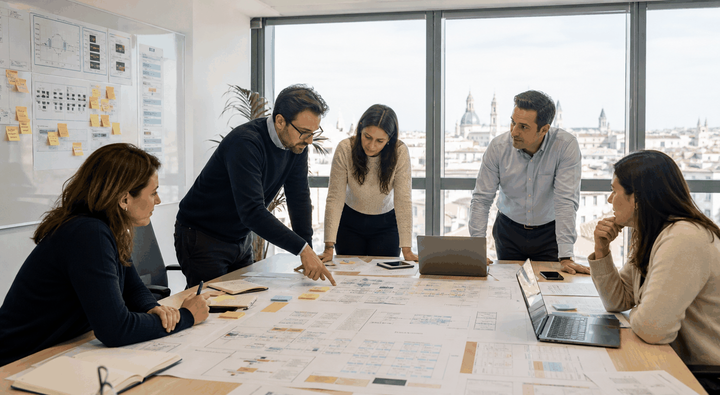 Fotografia de una reunion sobre procesos, datos y riesgos para aplicar inteligencia artificial en empresas
